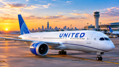 United Airlines aircraft at an airport in 2026